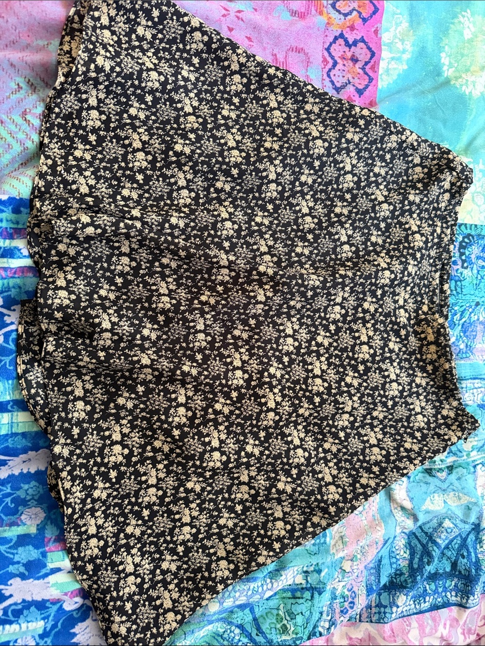 Express Black Floral Lined Mini Skirt